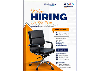 Admin Officer job vacancy at HygienePro in Lekki Lagos