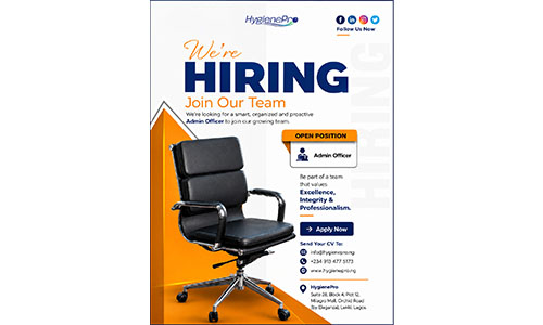 Admin Officer job vacancy at HygienePro in Lekki Lagos